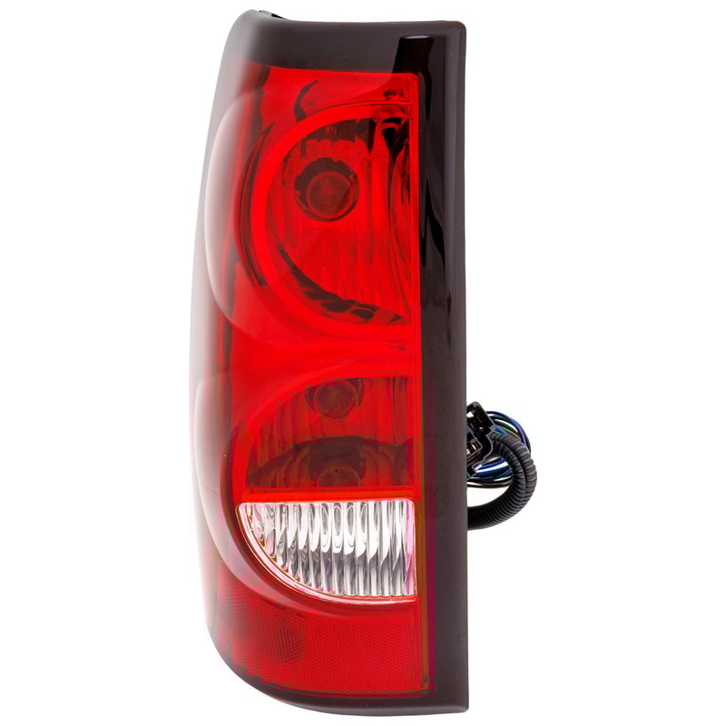 Tail Light Assembly for Chevrolet Silverado 2004-2007, Left (Driver), Halogen, with Black Trim, Fleetside, Includes 2007 Classic, Replacement