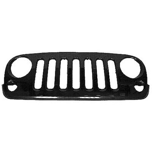 Gloss Black Shell and Insert Grille for 2007-2018 Jeep Wrangler (JK), Plastic - CAPA-Certified, Replacement