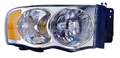 Right (Passenger) Headlight Assembly for 2004 - 2005 Dodge Ram 2500, Front Replacement Housing / Lens / Cover, Includes Park/Signal/Marker Lights; Composite;  55077120AG, Replacement