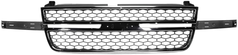 Honeycomb Grille for Chevrolet Silverado 2500HD/3500, Chrome/Gray, Without Center Bar (2003-2006, Includes 2007 Classic), Replacement