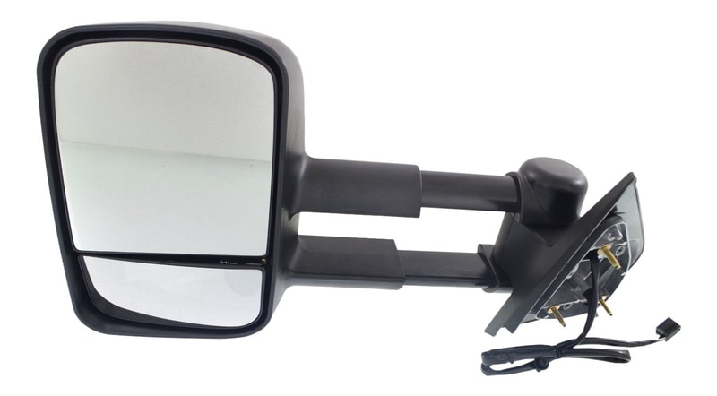 Towing Mirror for Chevy Silverado/Suburban 2007-2014 Left (Driver), Power Control, Manual Folding, Heated, Textured, without Signal and Puddle Light, with Memory, Replacement