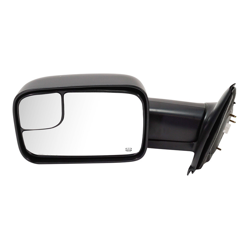 Towing Mirror for Dodge RAM 1500 Pick-Up (2002-2009), RAM 2500/3500 Pick-Up (2003-2009), Left (Driver), Power, Manual Folding, Heated, Textured, Replacement