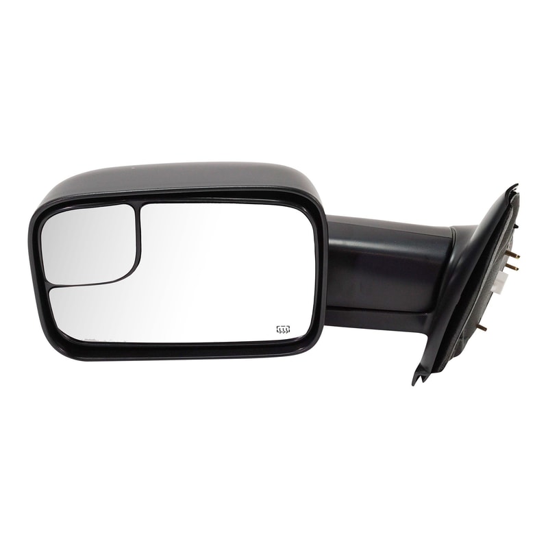 Towing Mirror for Dodge RAM 1500 Pick-Up (2002-2009), RAM 2500/3500 Pick-Up (2003-2009), Left (Driver), Power, Manual Folding, Heated, Textured, Replacement