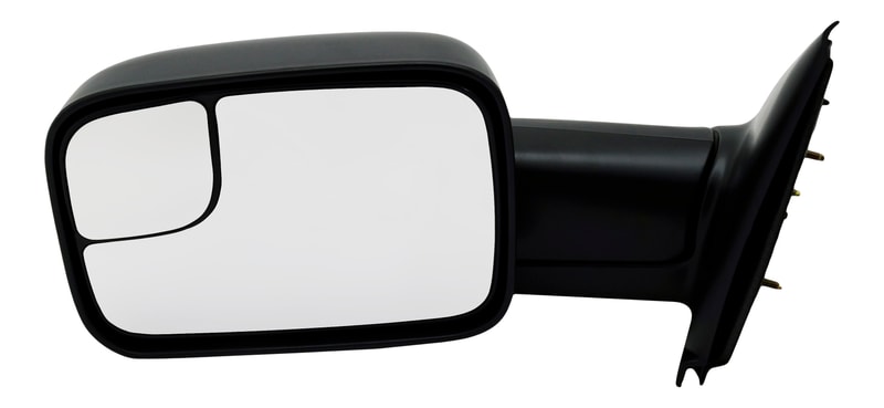 Towing Mirror for Dodge RAM 1500 Pickup (2002-2009)/RAM 2500/3500 Pickup (2003-2009), Left (Driver), Manual Adjust and Folding, Non-Heated, Textured, Replacement