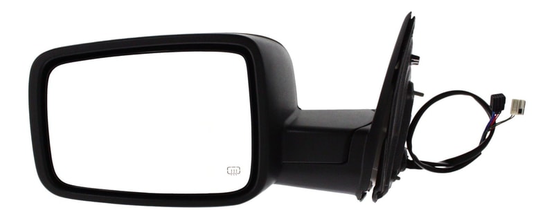 Replacement Mirror for Dodge Full Size Pickup 2009-2012, Left (Driver), Non-Towing, Power, Manual Folding, Heated, Textured, with Puddle and Signal Lights, without Memory