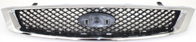 Chrome Shell and Painted Black Insert Grille for 2005-2007 Ford Focus without Appearance Package, Replacement