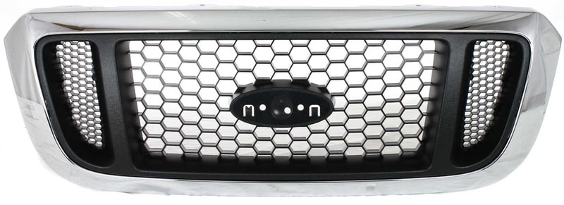 Honeycomb Insert Grille for 2004-2005 Ford Ranger, Chrome Shell with Painted Argent Insert, Replacement