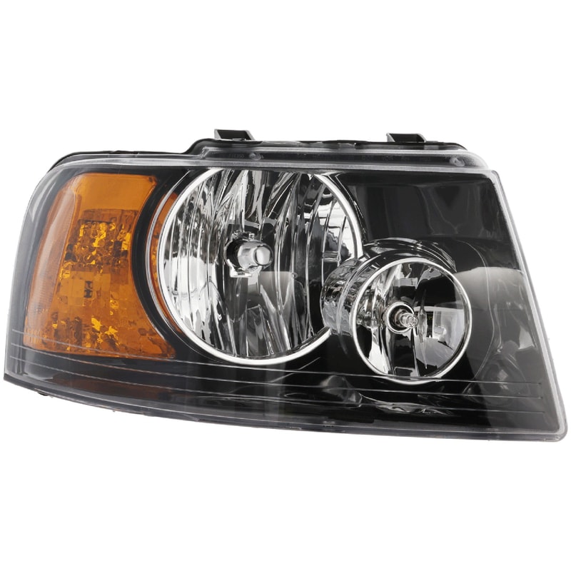 Headlight Assembly for Ford Expedition 2003-2006, Right (Passenger) Side, Halogen, with Black Interior, Replacement