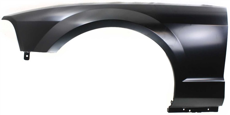 Front Fender for 2005-2009 Ford Mustang, Left (Driver), Primed (Ready to Paint), without Wheel Opening Molding Holes, Replacement