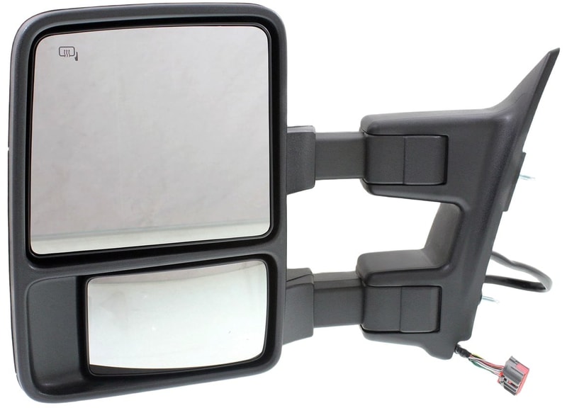 Towing Mirror for Ford F-Series Super Duty 2008-2010, Left (Driver), Power, Manual Folding, Heated, Textured, with Memory and Signal Light, Replacement Models: F-250, F-350, F-450, F-550.