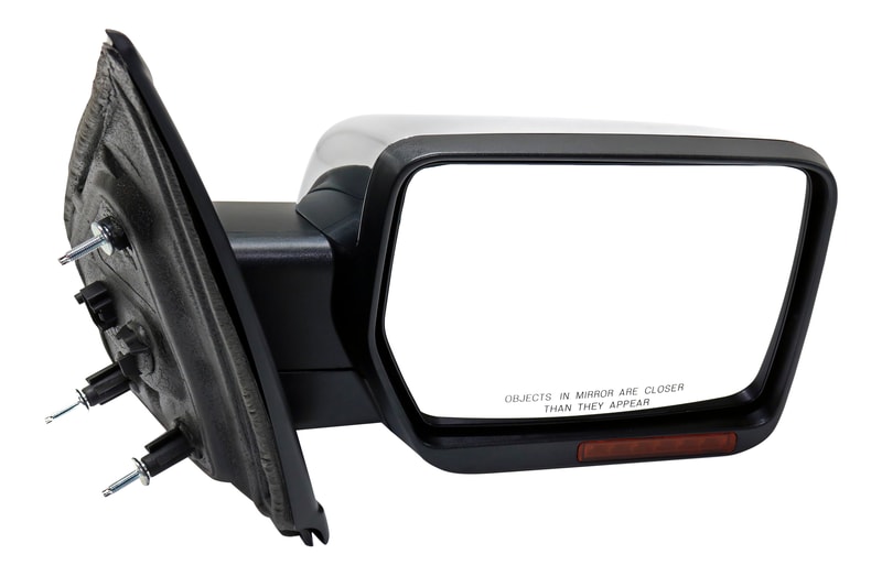 Power Mirror for Ford F-150 2009-2010 Right (Passenger), Non-Towing, Manual Folding, Heated, Chrome, with In-Housing Signal Light and Memory, without Auto Dimming and Blind Spot Detection, Replacement