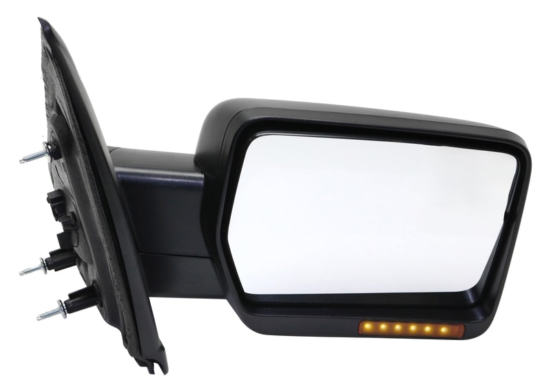Power Heated Right (Passenger) Side Mirror for Ford F-150 (2011-2014), Manual Folding, Textured, with Signal Light, without Blind Spot Feature, w/Memory, Puddle Light, Non-Towing, Replacement
