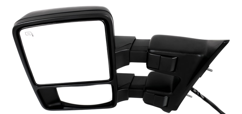 Towing Mirror for Ford F-Series Super Duty 2008-2009, Left (Driver), Power Operated, Power Folding, Heated, Textured, with Auto Extend, Memory, and Signal Light, Replacement