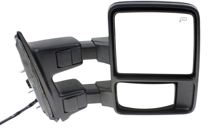 Towing Mirror for Ford F-Series Super Duty 2008-2009, Right (Passenger), Power Functions, Heated, Chrome/Paintable, 2 Caps, with Auto Extend and Signal Light, without Memory, Replacement