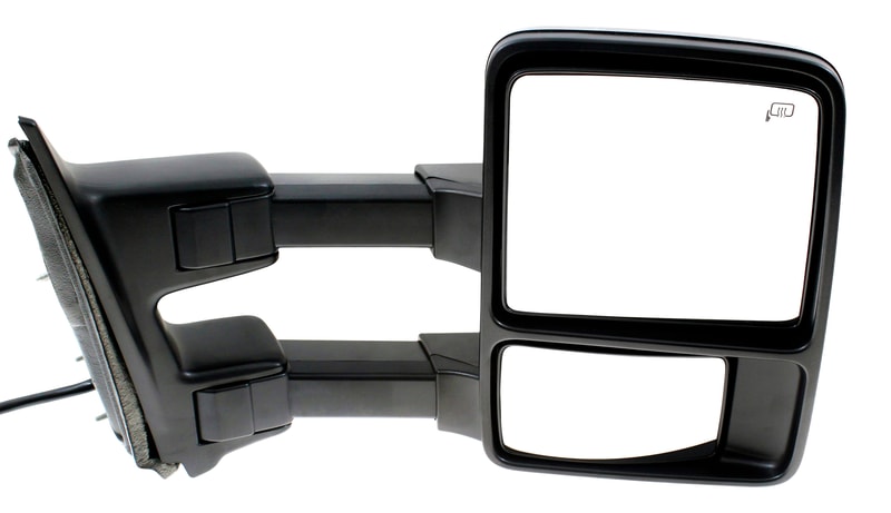 Towing Mirror Right (Passenger) for Ford F-Series Super Duty 2010-2010 with Power, Power Folding, Heated, Chrome/Paintable, 2 Caps, Auto Extend, Memory, Signal and Side Marker Light, Replacement