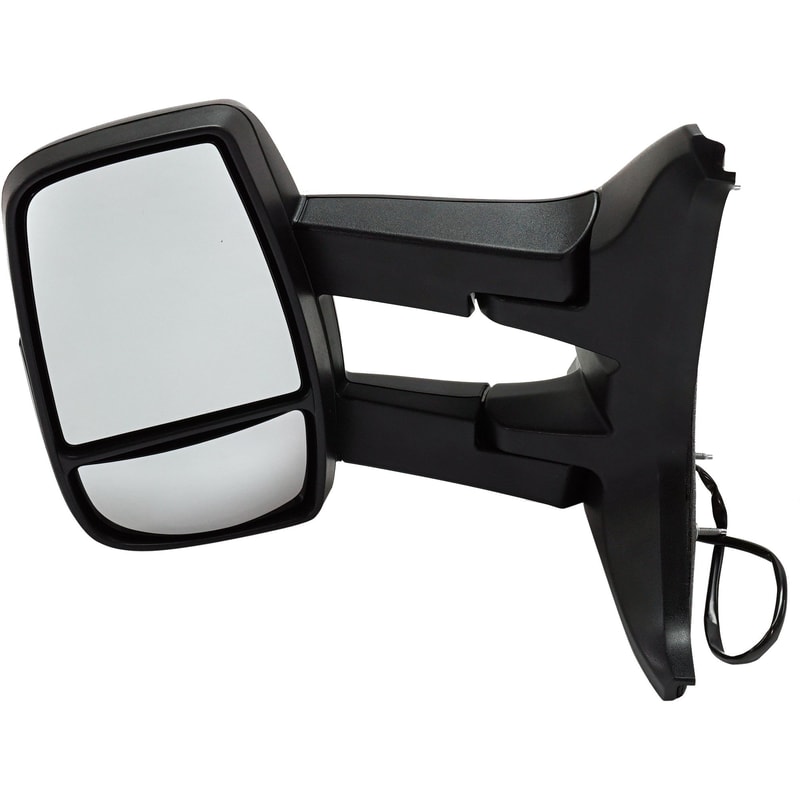 Towing Mirror for Ford Transit Van 2015-2019, Left (Driver), Power Adjustable, Manual Folding, Non-Heated, Textured, with Long Arm, fits Low Roof, Replacement