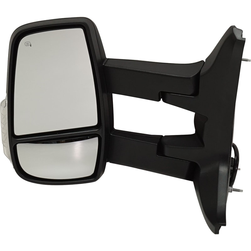 Towing Mirror for Ford Transit Van 2015-2019, Left (Driver), Power, Manual Folding, Heated, Textured, with Long Arm and Signal Light, fits Low Roof Models, Replacement