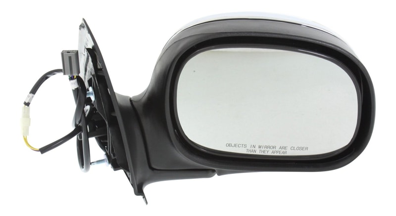 Mirror Right (Passenger) for Ford F-150 (1997-2002), F-250 (1997-1999), Non-Towing, Power, Manual Folding, Non-Heated, Chrome, Contour Style, without Signal Light, Regular/SuperCab, up to Feb 12, 2002, Replacement