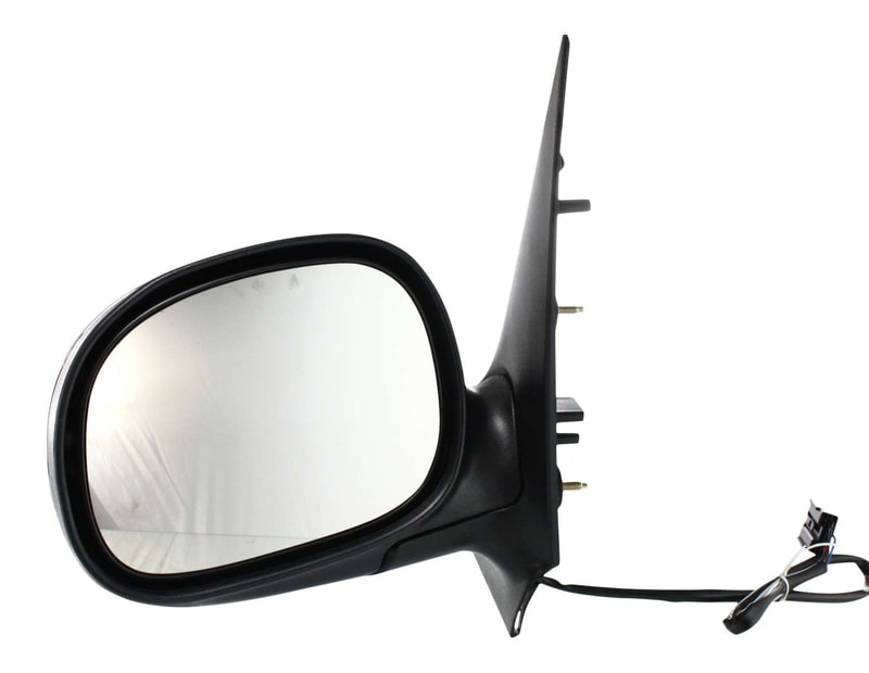 Mirror for Ford Expedition 1997-2002, Left (Driver), Non-Towing, Power Operated, Manual Folding, Heated, Chrome Finish, without Auto Dimming, Blind Spot Detection, Memory, and Signal Light, Replacement