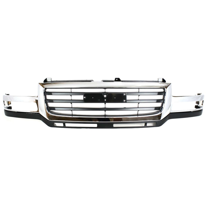 Grille for GMC Sierra 2500 HD/3500 (2003-2006), Chrome Shell with Painted Black Insert, Includes 2007 Classic, Replacement