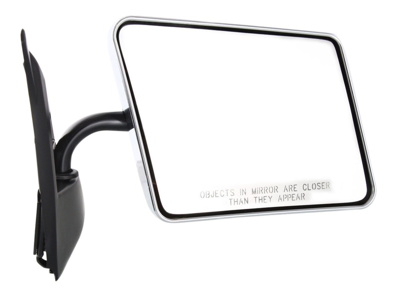 Manual Adjust and Manual Folding Mirror for Chevrolet S10 Pickup 1982-1993 / S10 Blazer 1983-1994, Right (Passenger), Non-Heated, Below Eyeline Type, Chrome, Replacement