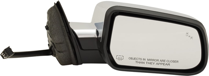 Power Mirror for Chevrolet Equinox 2016-2017/GMC Terrain 2015-2017, Right (Passenger), Manual Folding, Heated, Chrome, with Blind Spot Detection in Glass and Memory, without Auto Dimming and Signal Light, Replacement