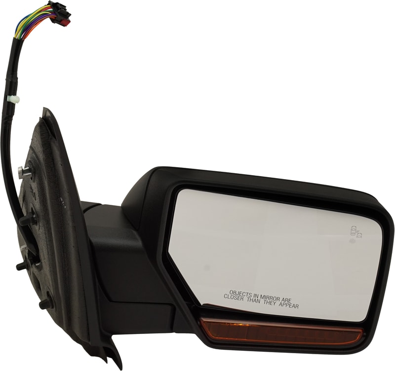 Right (Passenger) Mirror for Ford Expedition 2015-2017, Non-Towing, Power, Power Folding, Heated, Textured, with Blind Spot Detection in Glass, In-housing Signal Light, and Memory, without Auto Dimming, Replacement