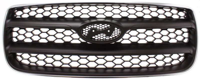 Grille for Hyundai Santa Fe (2007-2009) - Chrome Shell with Painted Silver-Black Insert, Excluding Limited Model, Replacement