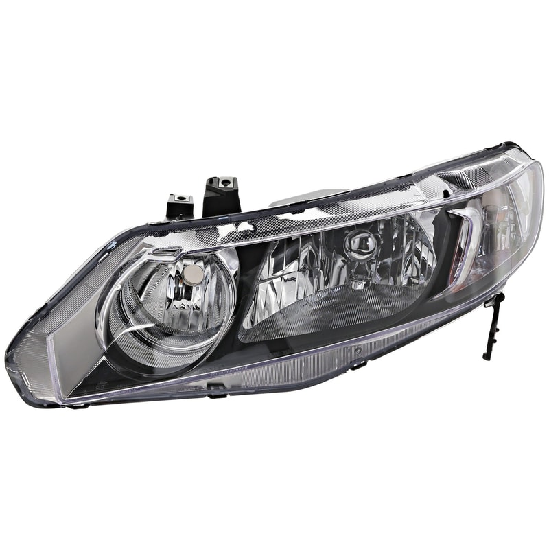 Headlight for Honda Civic 2006-2011, Left (Driver) Side, Lens and Housing, Halogen, Sedan, Compatible with 2006-2011 Hybrid Model, Replacement