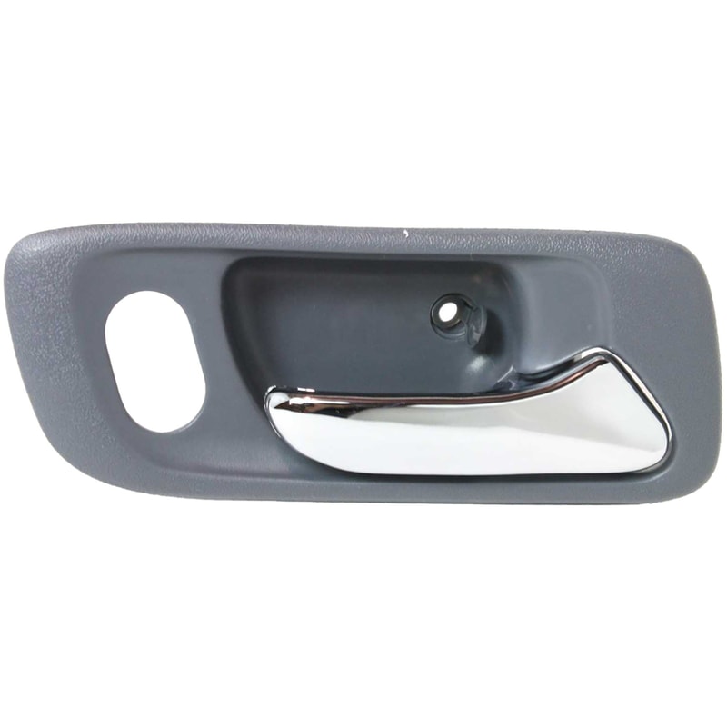 Front Interior Door Handle for Honda Accord 1998-2002, Odyssey 1999-2004, Right (Passenger) Side, Chrome Lever+Gray Housing with Hole, Sedan, Replacement
