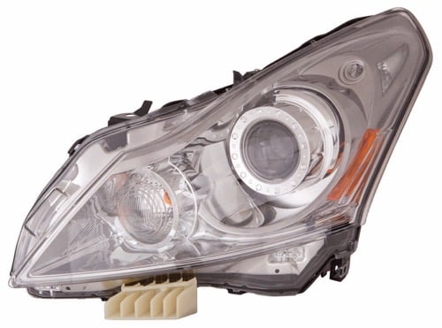 Left (Driver) Headlight Assembly for 2010 - 2013 Infiniti G37, Front Headlight Assembly Replacement Housing / Lens / Cover - Left (Driver) Side - Fits Base Model Sedan + Journey Sedan, Composite;  260601NM0C, Replacement