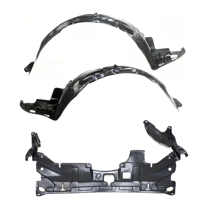 Auto Body Repair Assembly Kit for 2003-2007 Honda Accord Sedan, USA/Mexico Built, Set of 3 Under Cover Front Right (Passenger) and Left (Driver), with Engine Splash Shield and Fender Liner, Excluding Hybrid, Replacement