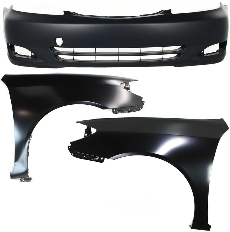 Front Bumper Cover Assembly for 2002-2004 Toyota Camry, 3-Piece Kit with Fenders, Designed for Japan Built Vehicle, Replacement