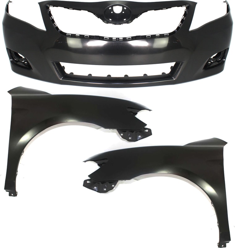Front Bumper Cover Assembly for 2010-2011 Toyota Camry, 3-Piece Kit with Fenders, Suitable for USA Built Vehicle, Replacement