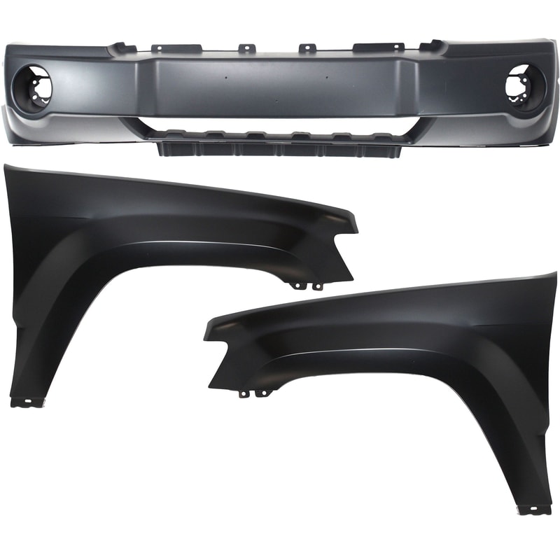 ront Bumper Cover Assembly for 2005-2007 Jeep Grand Cherokee, 3-Piece kit with Fenders, Replacemen