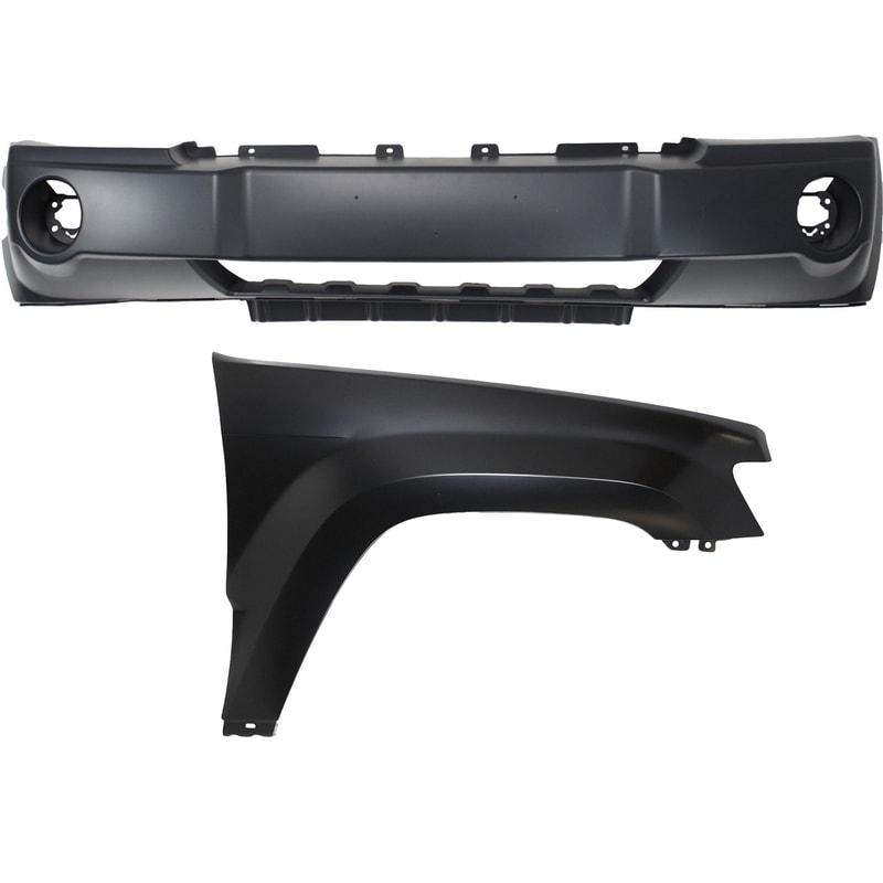 Front Bumper Cover Assembly for 2005-2007 Jeep Grand Cherokee, 2-Piece Kit with Fender Replacement