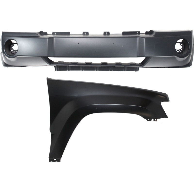 Front Bumper Cover Assembly for 2005-2007 Jeep Grand Cherokee, 2-Piece Kit with Fender Replacement