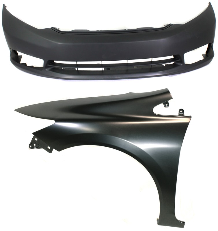 Front Bumper Cover Assembly for 2012-2012 Honda Civic Sedan, 2-Piece Kit with Fender Replacement