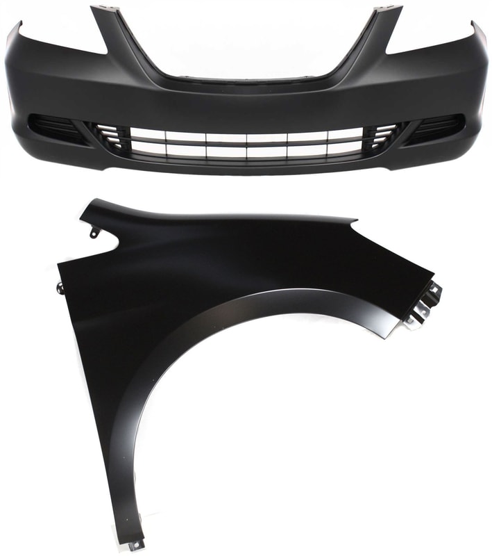 Front Bumper Cover Assembly for Honda Odyssey 2005-2007, 2-Piece Kit, Primed (Ready to Paint), with Fender Replacement