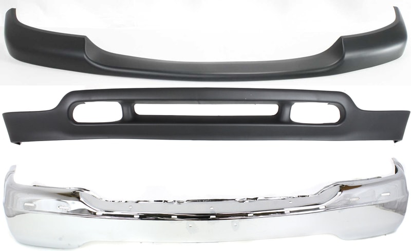 Front Bumper Assembly Kit for GMC Sierra 1500/2500 1999-2002 / Yukon XL 1500/2500 2000-2006, 3-Piece with Bumper Trim and Valance, Replacement