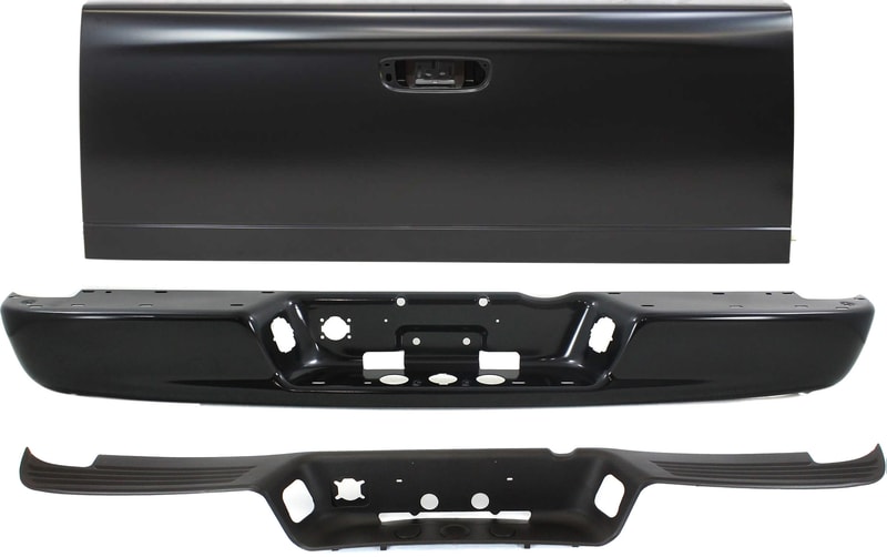 Step Bumper Assembly Kit for 2002-2009 Dodge Full Size Pickup, Includes Face Bar and Pad, with Pad Provision, without Mounting Bracket, with Tailgate Replacement