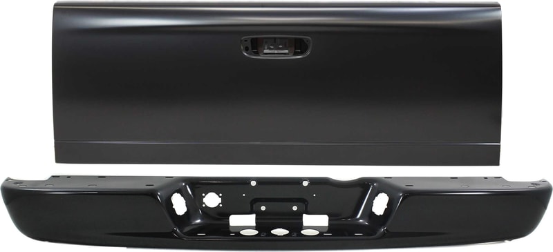 Step Bumper Face Bar Assembly Kit for 2002-2009 Dodge Full Size Pickup, Without Pad, With Pad Provision, Without Mounting Bracket, Includes Tailgate Replacement