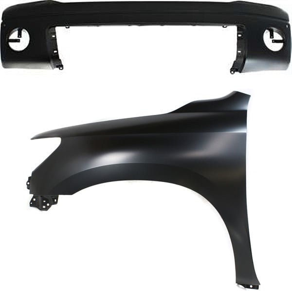 Front Bumper Cover Assembly for Toyota Tundra 2007-2013, 2-Piece Kit, Primed (Ready to Paint), with Fender Replacement