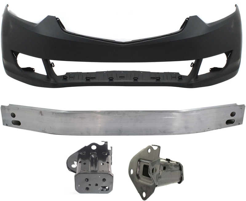 Front Bumper Cover for Acura TSX 2009-2010, 4-Piece Kit, Primed (Ready to Paint), with Bumper Reinforcement and Bumper Brackets, Replacement