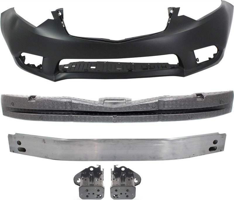 Front Bumper Cover for Acura TSX 2011-2014, 5-Piece Kit, Primed (Ready to Paint), Includes Bumper Absorber, Bumper Reinforcement, and Bumper Brackets, Replacement