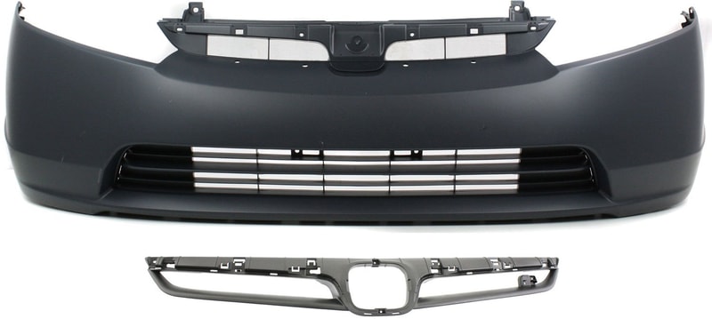 Grille and Bumper Cover Kit for 2007-2008 Honda Civic Sedan, 2-Piece Set, Replacement