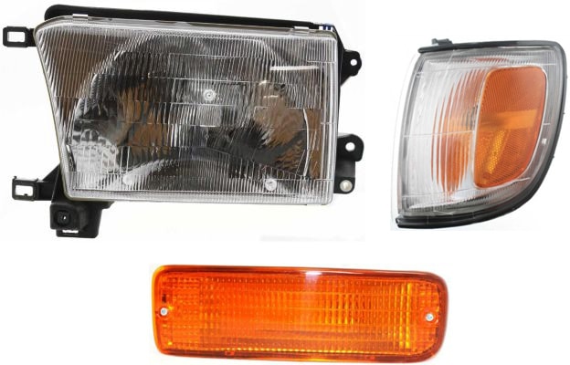 Headlight Assembly Kit for 1996-1997 Toyota 4Runner, Left (Driver) Side, Halogen, 3-Piece with Corner Light and Turn Signal Light, Replacement