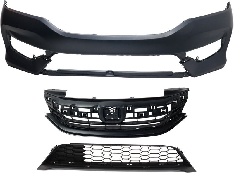 Front Bumper Cover Kit for 2016-2017 Honda Accord, 3-Piece with Bumper Grille and Grille Assembly Replacement