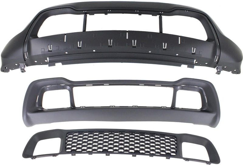 Front Bumper Cover for Jeep Grand Cherokee 2014-2016, 3-Piece Kit with Bumper Grilles, Replacement