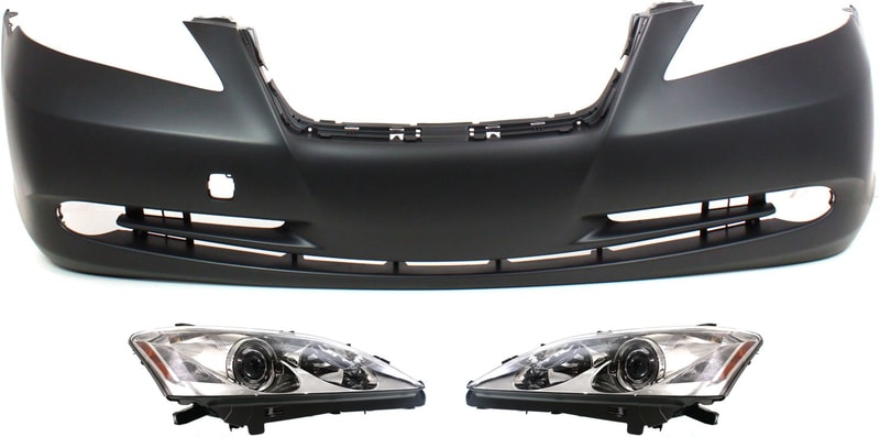 Headlight Kit for 2007-2009 Lexus ES350, Right (Passenger) and Left (Driver), Lens and Housing, Halogen, 3-Piece with Bumper Cover Replacement